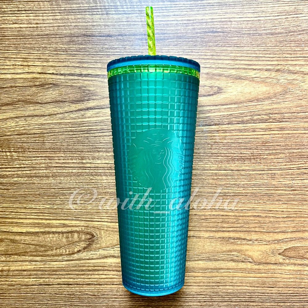 🌹SALE🌹NEW Starbucks 2022 Green Soft Touch Disco Grid Tumbler